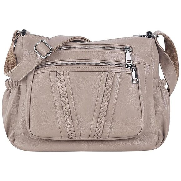 Handbags - Crossbody Bags For Women Pocketbooks Soft PU Leather Purses Light Brown